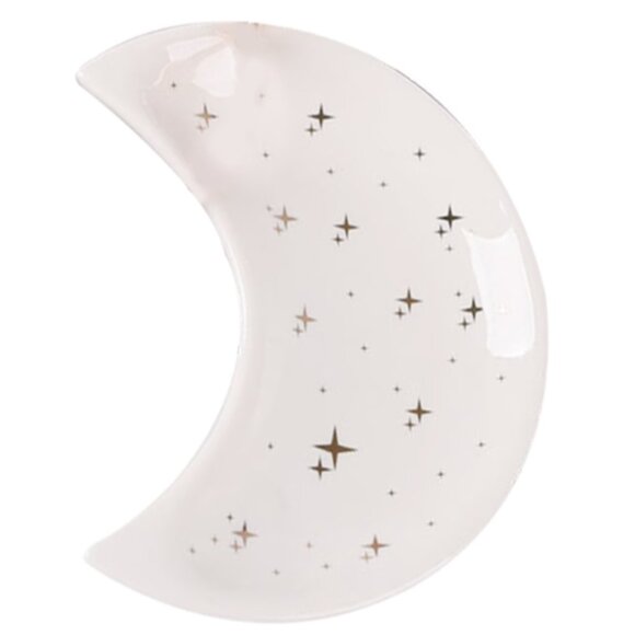 Francesca's Collections Cream Moon-Shaped Ceramic Dish/Jewelry/Trinket Tray - Picture 1 of 9